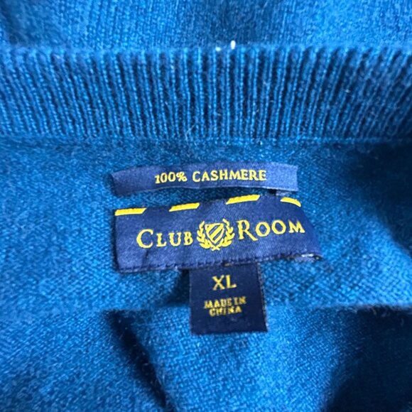 Club Room Mens XL Blue 100% Cashmere V-Neck Sweater Pullover Lightweight Casual - Picture 3 of 7